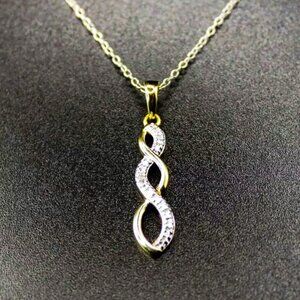 925 Sterling Silver Gold Vermeil Ross Simons Diamond Eternity Pendant Necklace